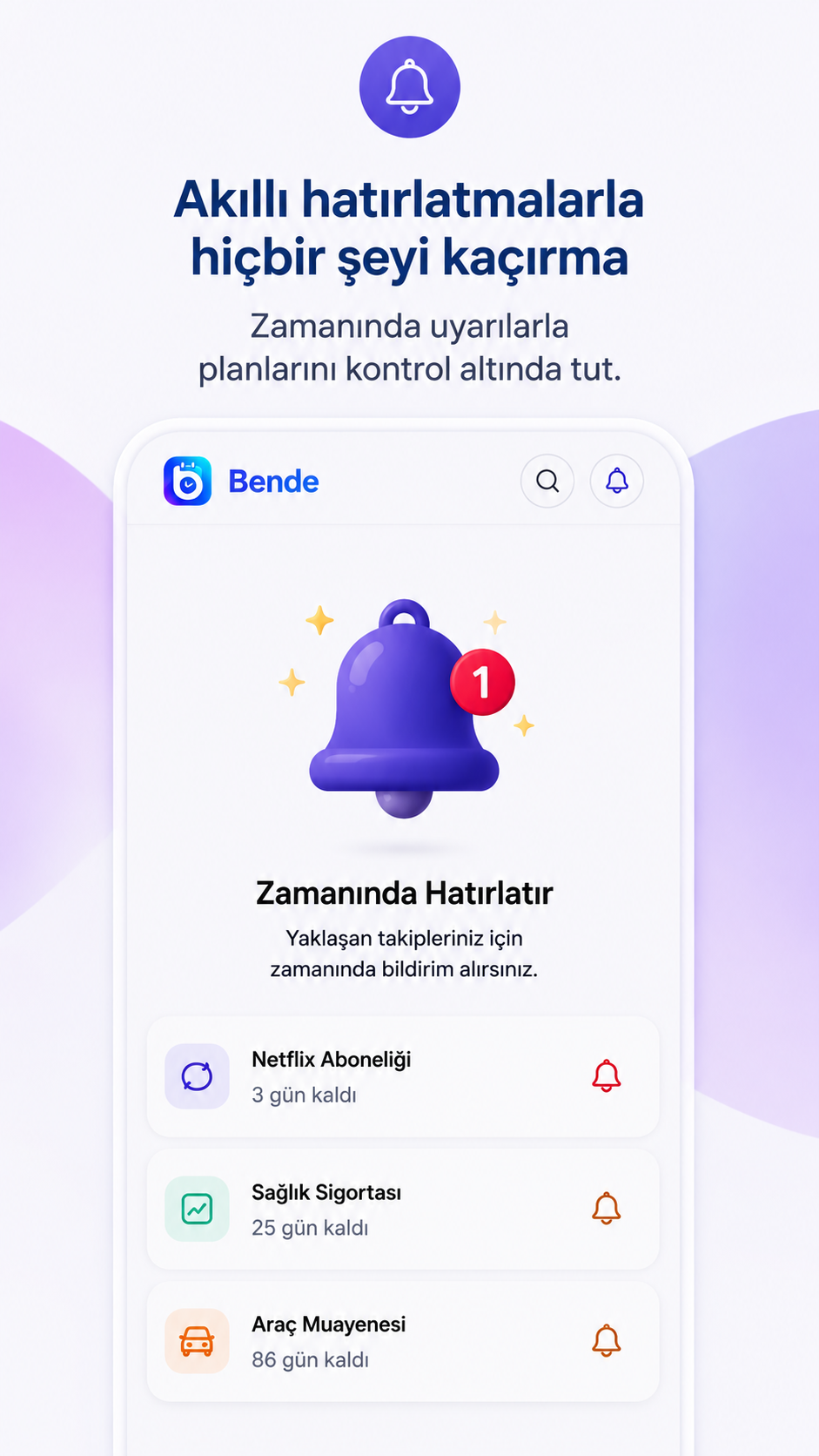 Bende takipler ekranı